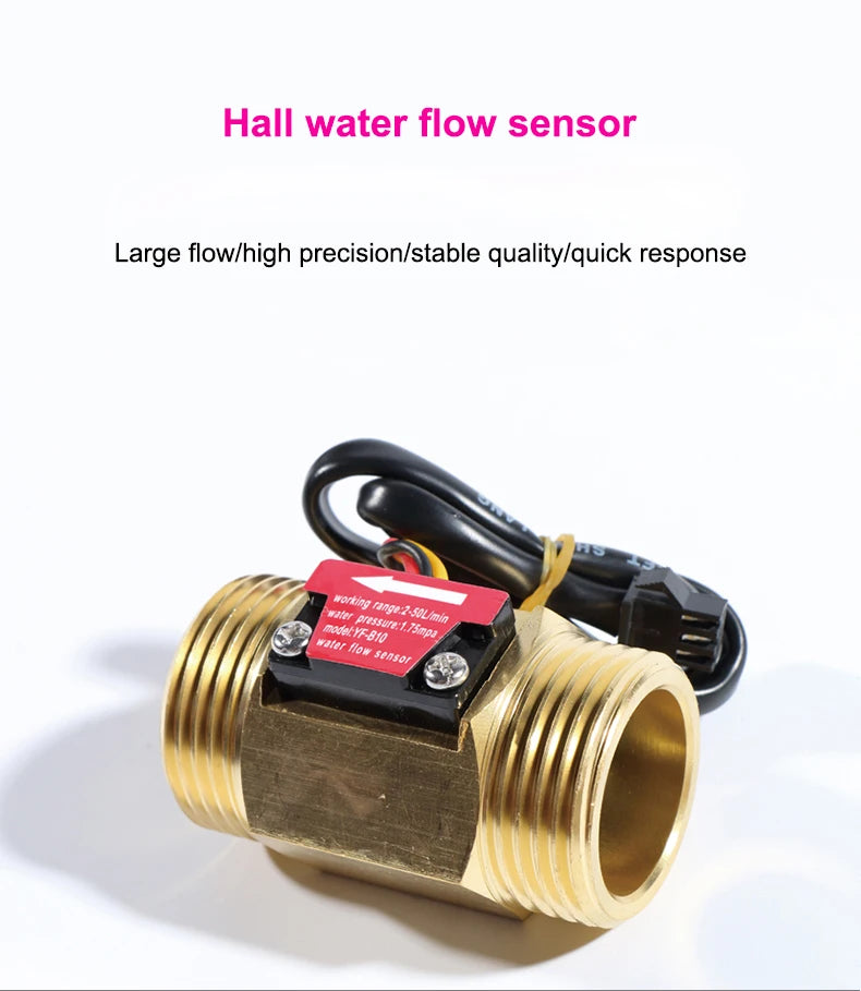 DN15 DN20 DN25 DN80 Water Flow Sensor Brass 1.75MPa Hall Sensor Turbine Flowmeter DC5~18V Used To Measure The Flow Of The Medium