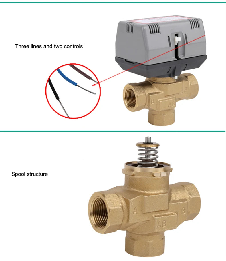 1/2”3/4“1” Honeywell Motorized Two-Way Valve Brass VN6013 Fan Coil Electric Valve AC220V