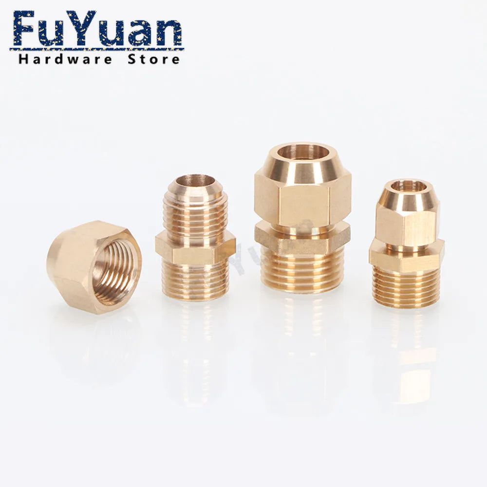 Copper Flaring Directly Connector 1/4" 3/8" 1/2" Male Thread to 6/8/10mm Pipe Brass Fitting Air Conditioning Extension Adapter