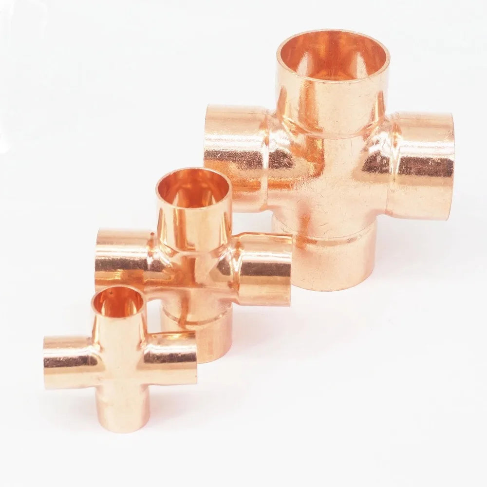 I/D 6.35mm 9.52mm 12.7mm 15mm 16mm 22mm 35mm 42mm 54mm Copper End Feed Cross 4 Ways Pipe Adapter Air Conditioning Refrigeration