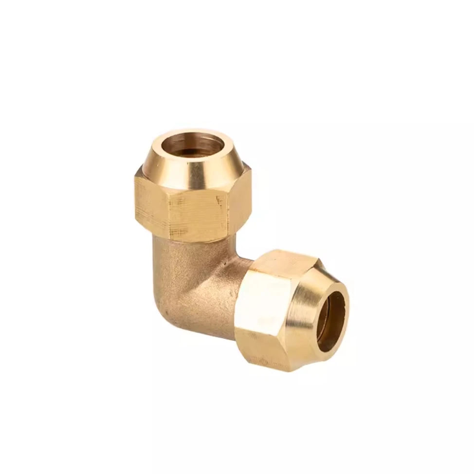 Brass Air Conditioner Forged SAE 1/4 3/8 1/2 3/4 fit UNF Thread Elbow + Nut Equal Flare Connecting Pipe Fitting Adapeter
