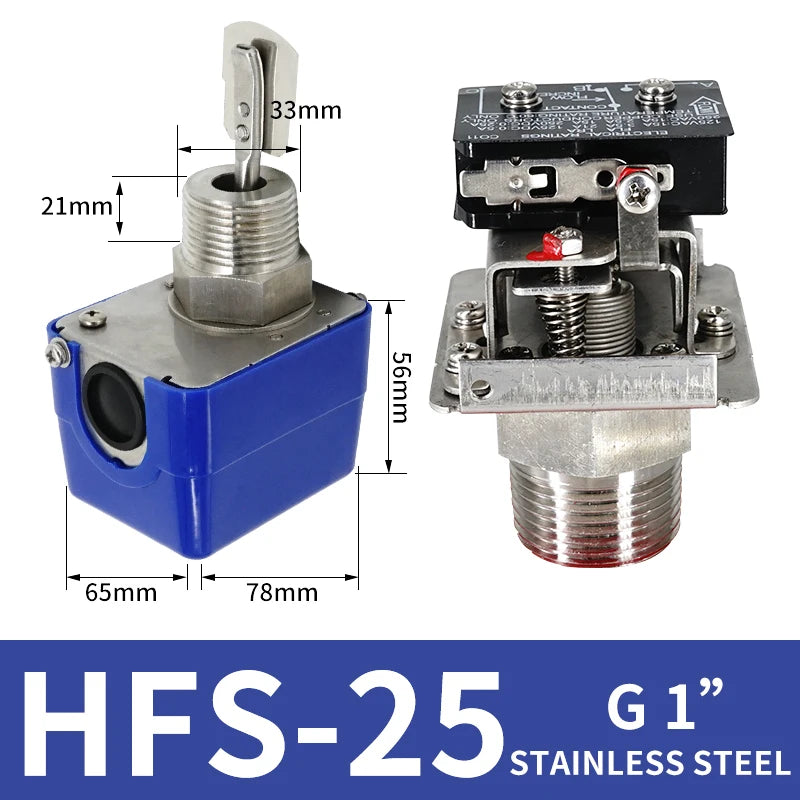 G1 HFS-25 Automatic Stainless Steel Paddle Water Flow Switch Liquid Controller Valve Sensor 1 Inch 1/2 3/4 12V to AC220V