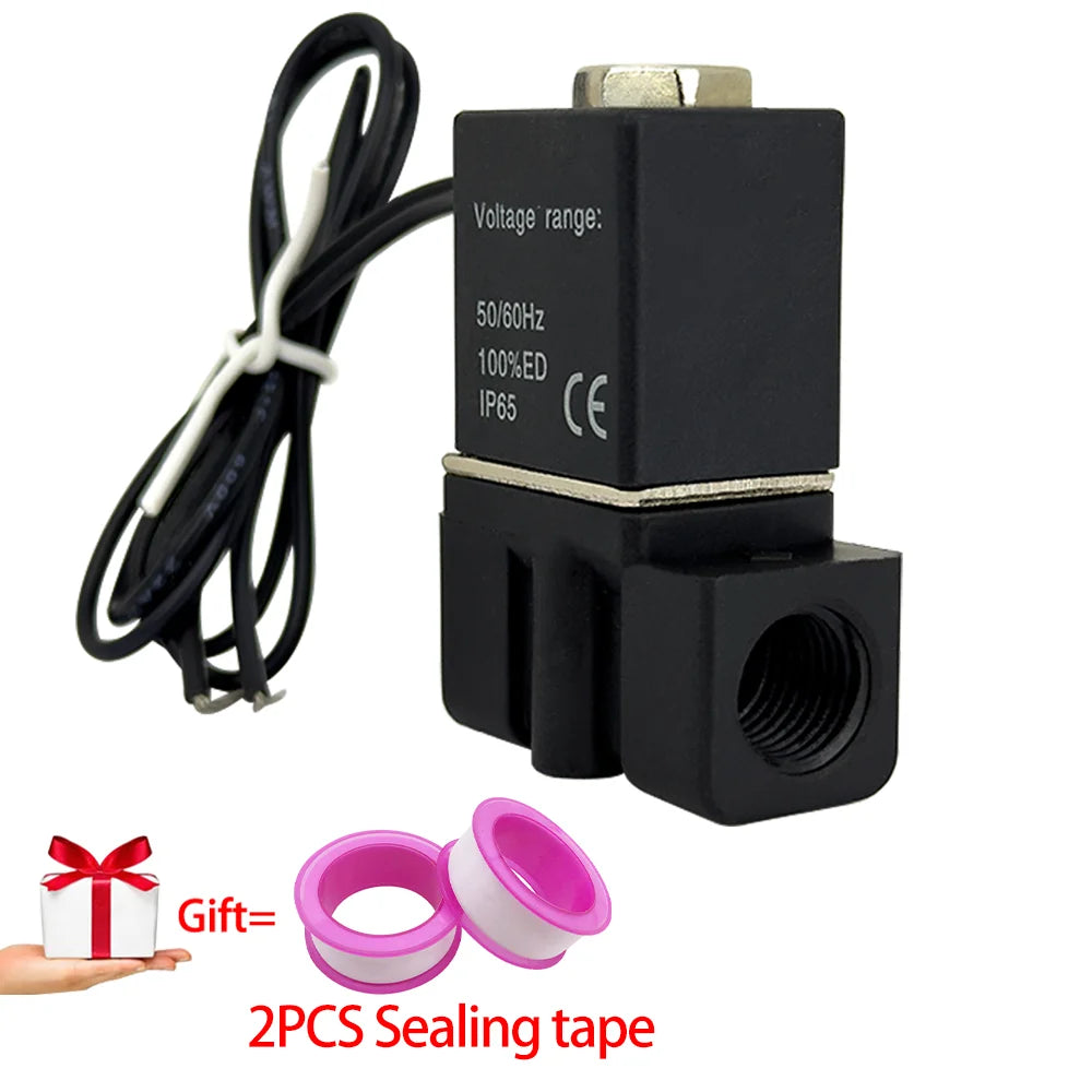 DC12/24V AC110/220V Normally Closed 1/4"Silent Oil Free Bidirectional NormallyClosed Pneumatic Solenoid Valve 304 Joint