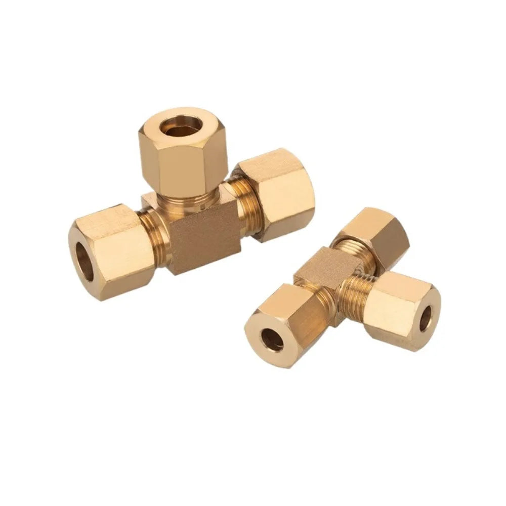 3.175-15.88mm 1/8 3/16 1/4 5/16 3/8 1/2 5/8 " Inch Pipe Brass Tee 3 Way Compression Union Tube Fitting Water Gas Oil Connector