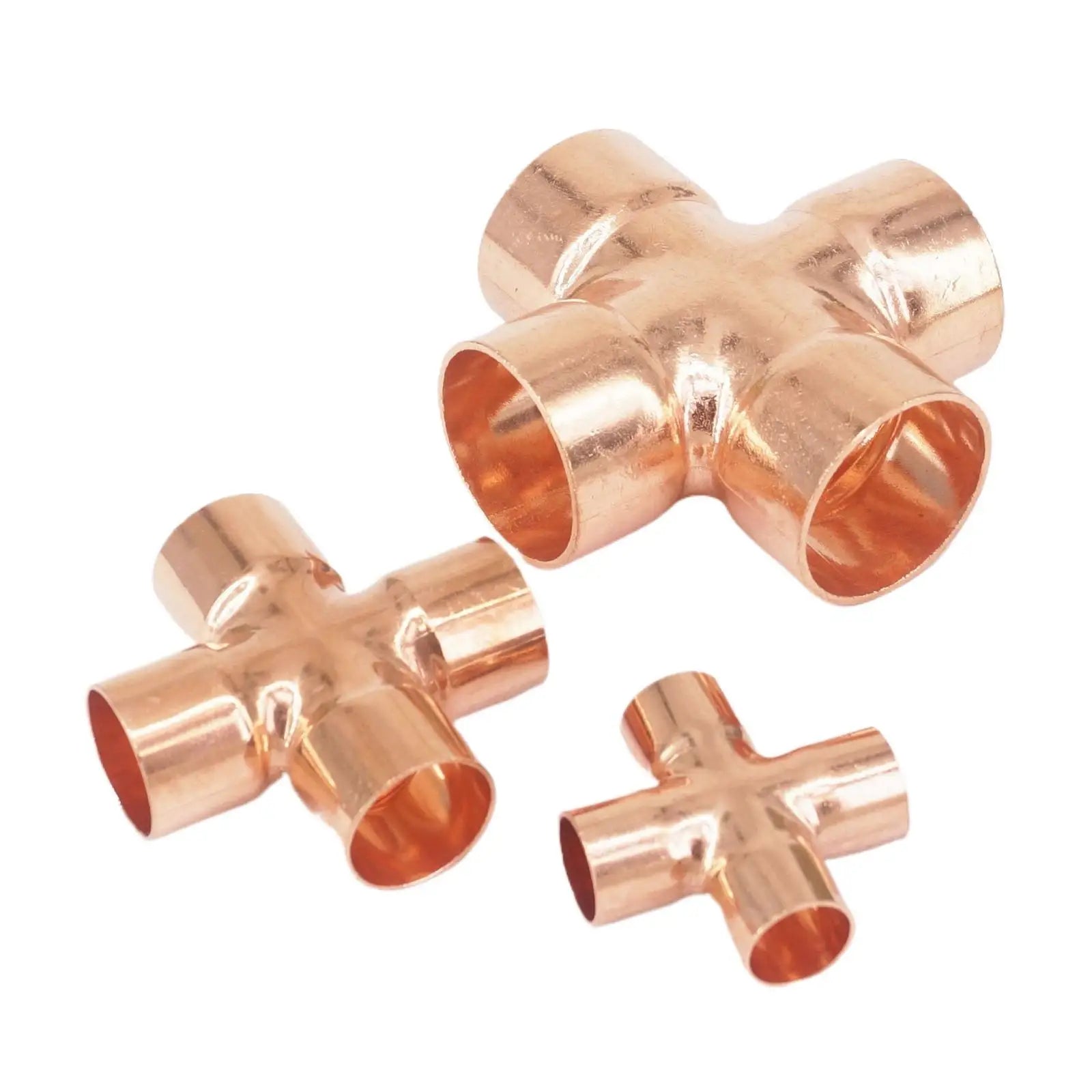 I/D 6.35mm 9.52mm 12.7mm 15mm 16mm 22mm 35mm 42mm 54mm Copper End Feed Cross 4 Ways Pipe Adapter Air Conditioning Refrigeration