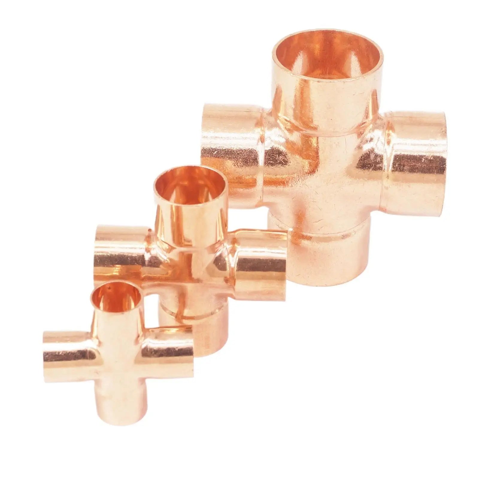 I/D 6.35mm 9.52mm 12.7mm 15mm 16mm 22mm 35mm 42mm 54mm Copper End Feed Cross 4 Ways Pipe Adapter Air Conditioning Refrigeration