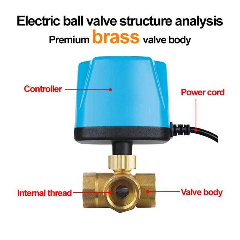 DN15 DN20 DN25 DN32 DN40 DN50 Normally Closed Motorized Ball Valve 220V 12V-24V 3-Wire 2-Control Brass Electric Solenoid Valve