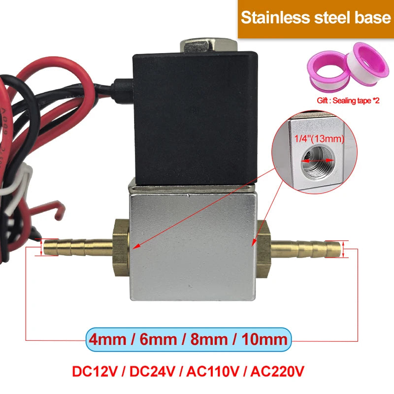 DC12V 24V AC110V 220V Normally Closed 1/4"Silent Oil Free Bidirectional NormallyClosed Pneumatic Solenoid Valve