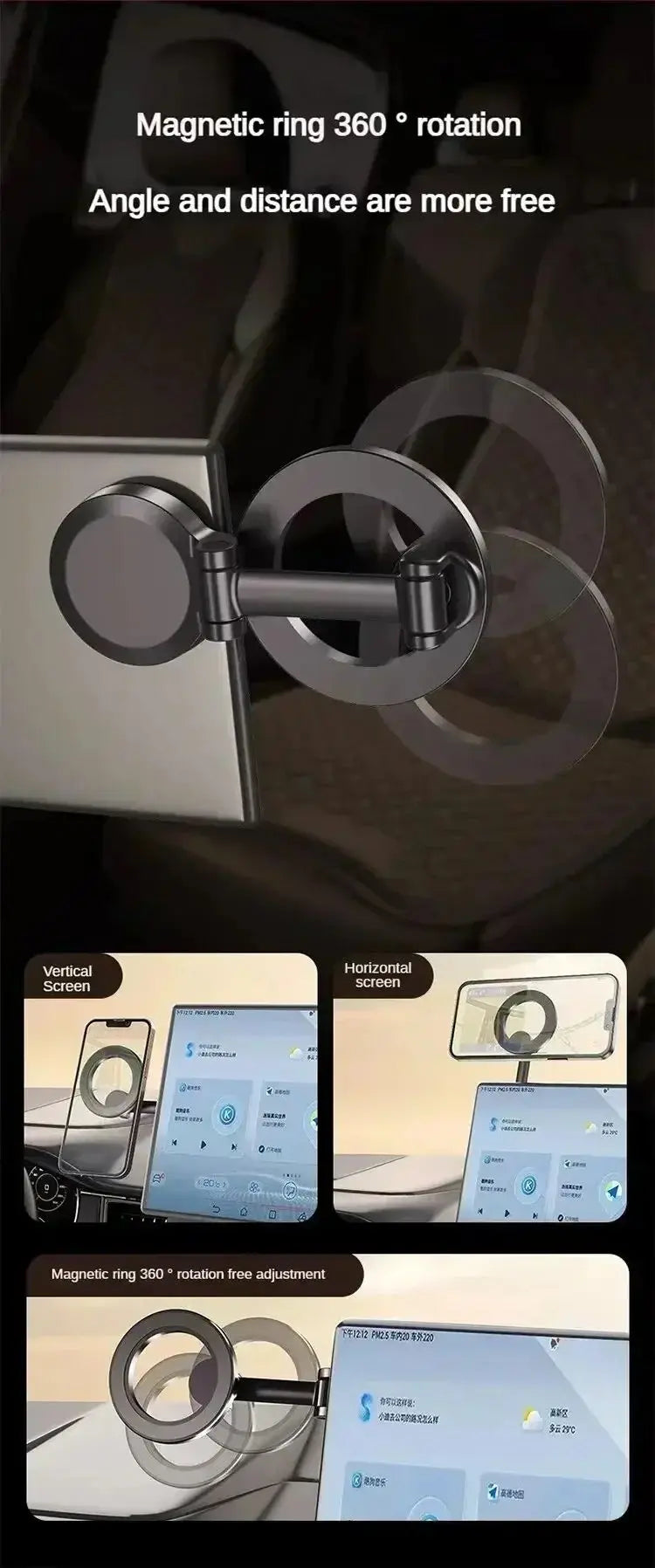 Strong Magnetic Cell Phone Holder Car 360° Swivel Adjustable Back Sticker Holder Magsafe for iPhone 15 Samsung Xiaomi Universal