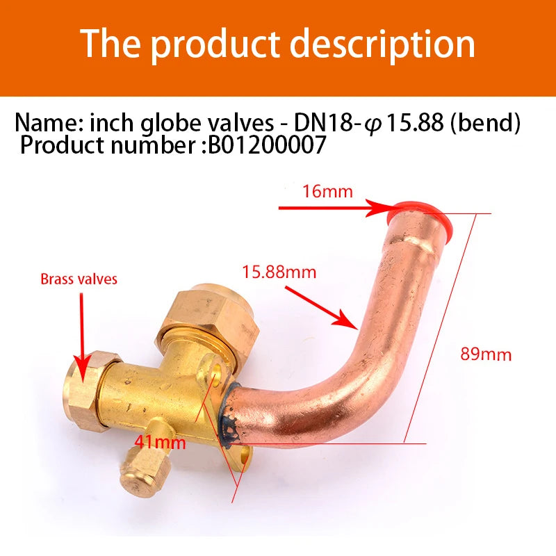 Air Conditioner Outer Box Stop Three-way Valve  High And Low Voltage  Multiple Common Parts  Brass Copper Straight Pipe Bend
