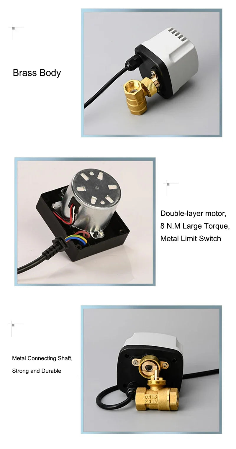 1/2" to 2" Normally Closed 220V 12V 24V IP65 Waterproof Solenoid Valve 2-Wire Brass Motorized Electric Ball Valve for Water Oil
