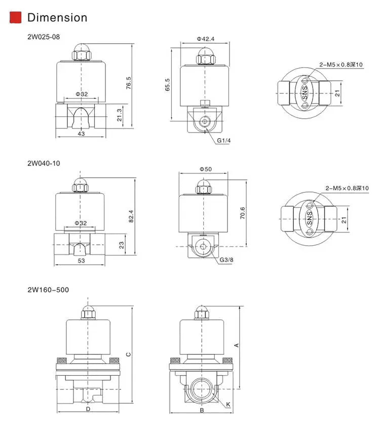 1/4" 3/8" 1/2" 3/4" 1" Water Brass Air Electric Solenoid Valve 2W025-08 2w040-10 2W160-15 2W200 DN15 DN20 DN10 Normally Closed
