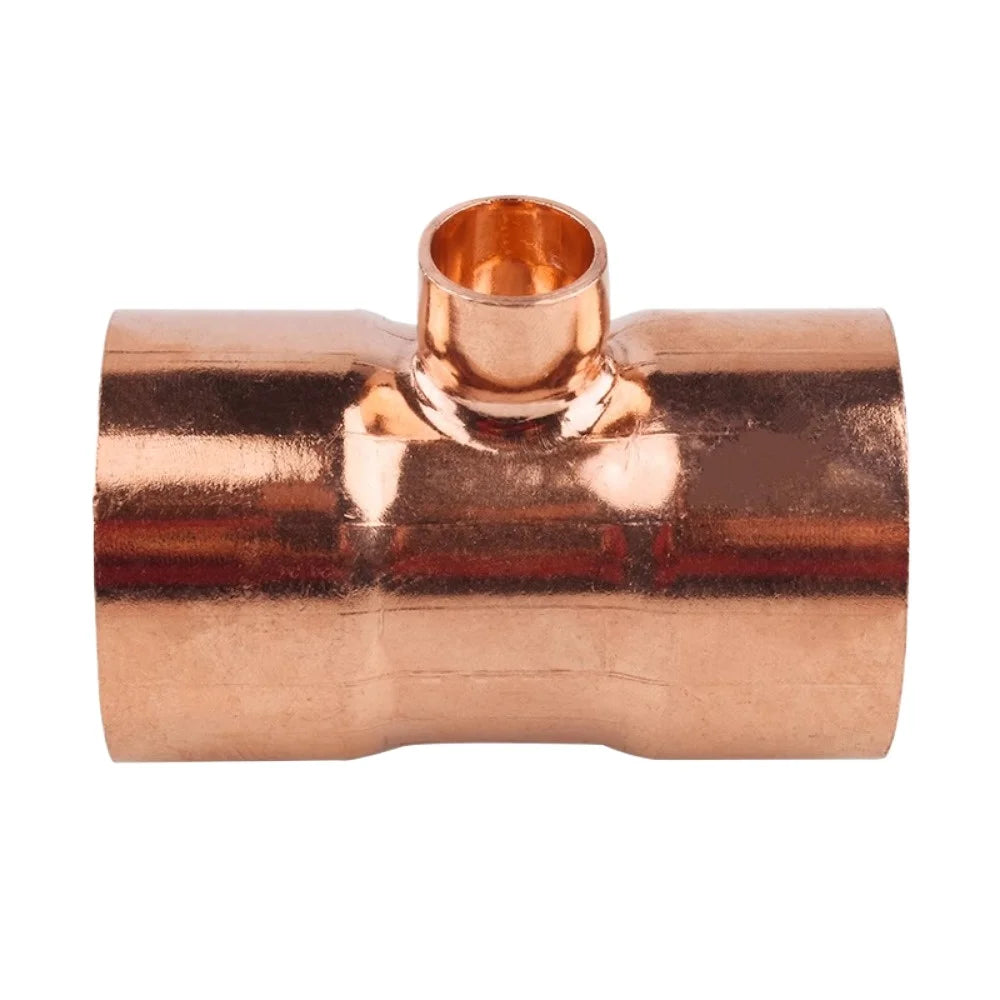 6.35-159mm ID Tube Weld Socket End Feed Solder Teee Reducer 3 Ways Pure Copper Pipe Fitting Connector Air-Conditioning