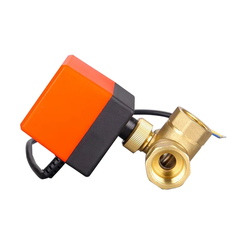 AC220V DC12V 24V Brass Electric Thread Ball Valve DN15 DN20 DN25 DN32 DN40 2-way 3-wire Solenoid Water Valve with Actuator