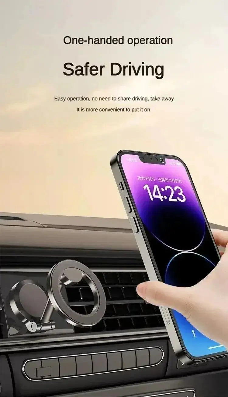 Strong Magnetic Cell Phone Holder Car 360° Swivel Adjustable Back Sticker Holder Magsafe for iPhone 15 Samsung Xiaomi Universal