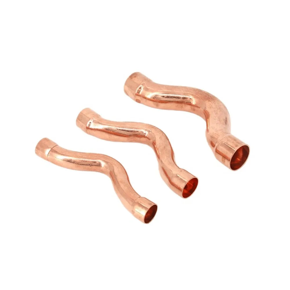 15-35mm Weld Socket End Feed Solder Arch Bridge Bend Bow Pure Copper Pipe Fitting Connector Air-Coniditioning