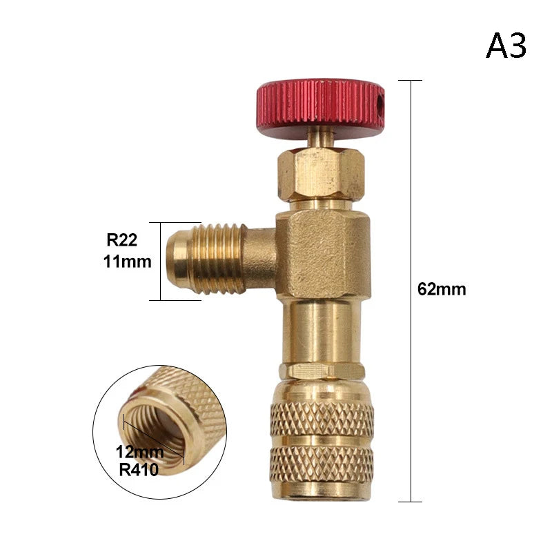 Liquid Safety Valve R410A R22 Air Conditioning Refrigerant 1/4" Safety Adapter Air Conditioning Repair And Fluoride
