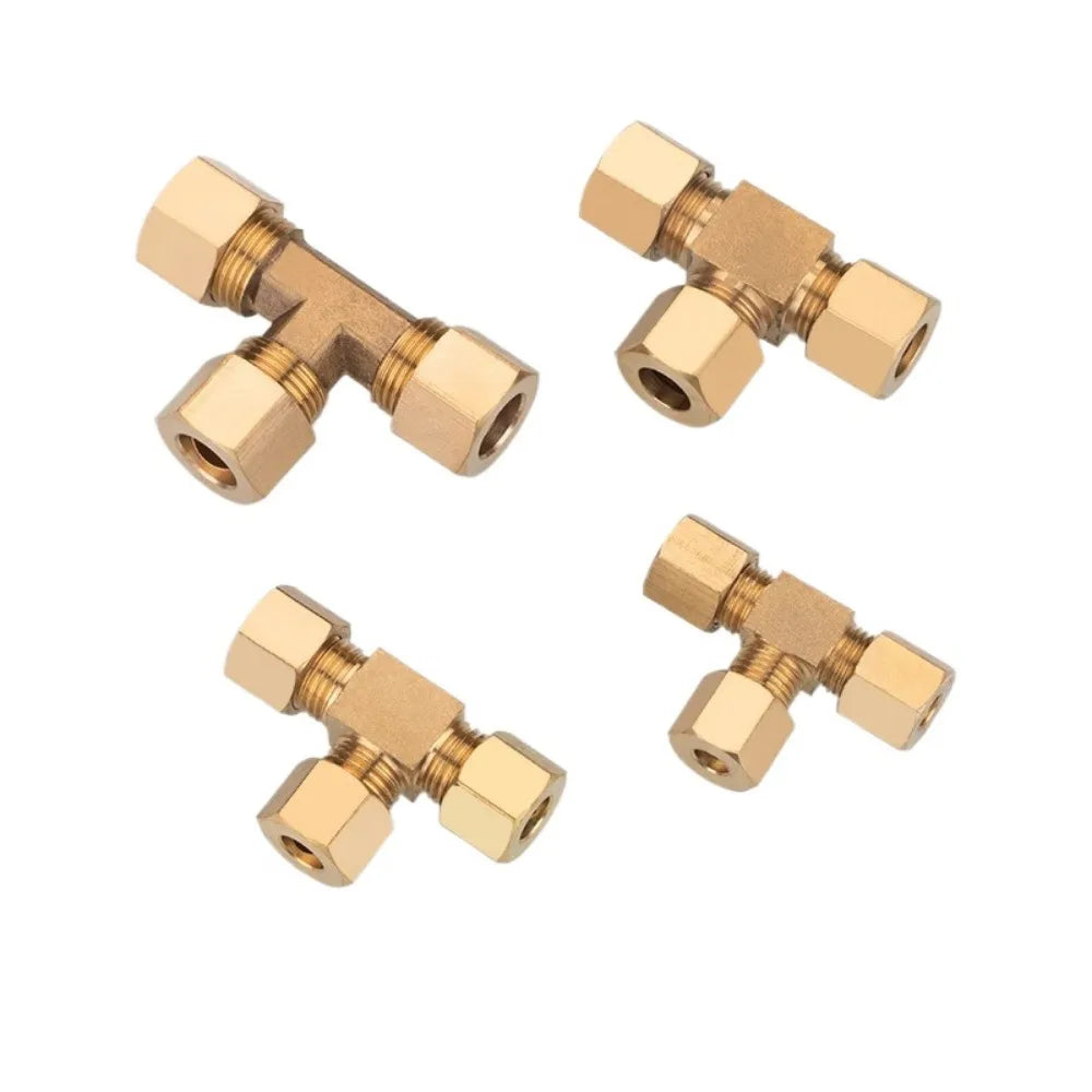 3.175-15.88mm 1/8 3/16 1/4 5/16 3/8 1/2 5/8 " Inch Pipe Brass Tee 3 Way Compression Union Tube Fitting Water Gas Oil Connector