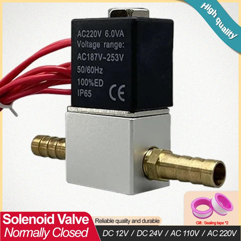 DC12V 24V AC110V 220V Normally Closed 1/4"Silent Oil Free Bidirectional NormallyClosed Pneumatic Solenoid Valve