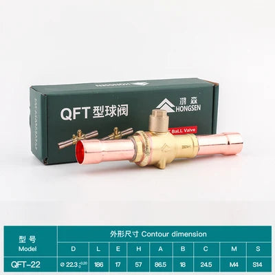 Hongsen QFT Air conditioning cold storage refrigerantion shut-off valve 6-54mm  refrigerant ball valve