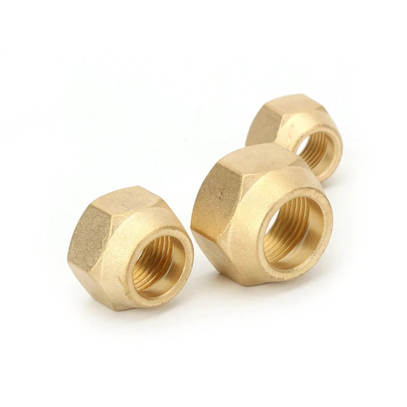 Brass Air Conditioner Nut Forged SAE 1/4 3/8 1/2 3/4 fit UNF Metric Female Thread Flare Connecting Pipe Fitting Adapeter
