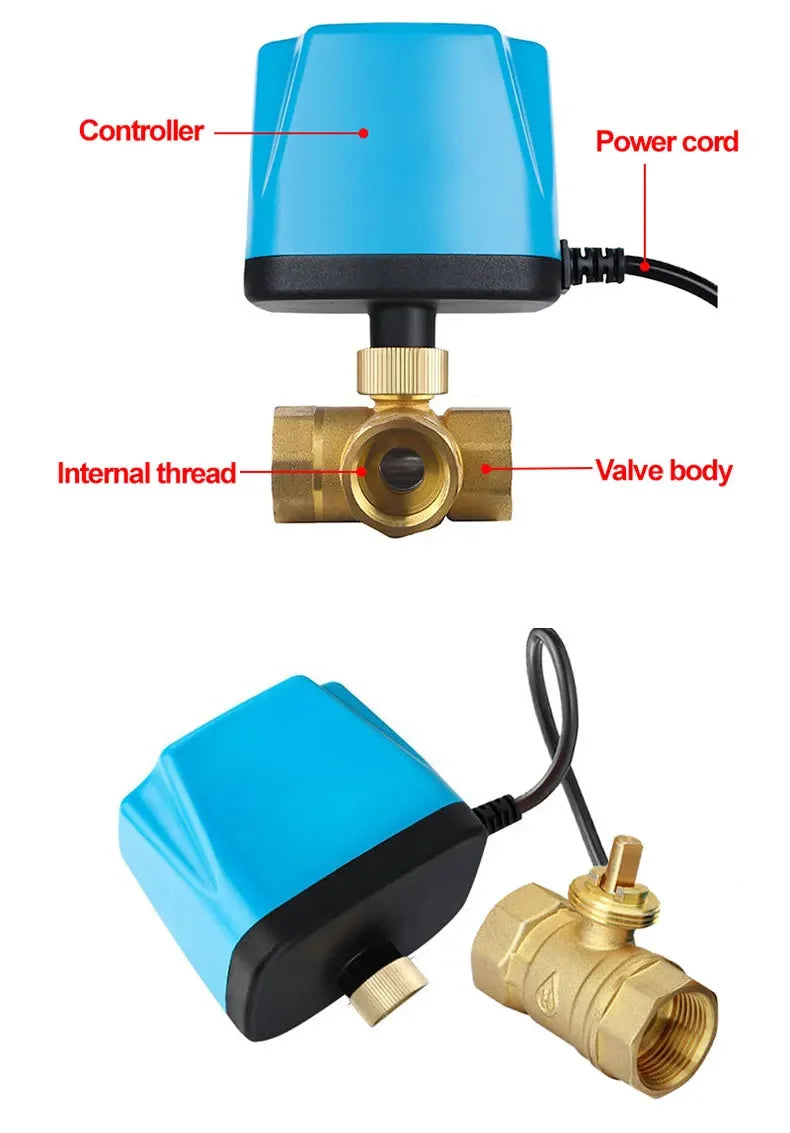 DN15 DN20 DN25 DN32 DN40 DN50 Normally Closed Motorized Ball Valve 220V 12V-24V 3-Wire 2-Control Brass Electric Solenoid Valve
