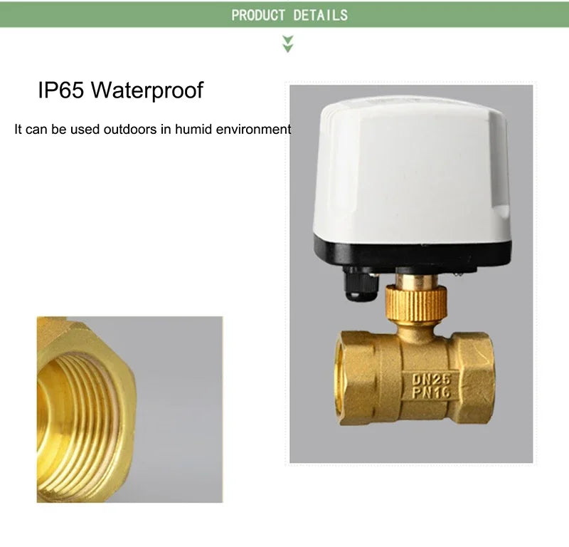 1/2" to 2" Normally Closed 220V 12V 24V IP65 Waterproof Solenoid Valve 2-Wire Brass Motorized Electric Ball Valve for Water Oil