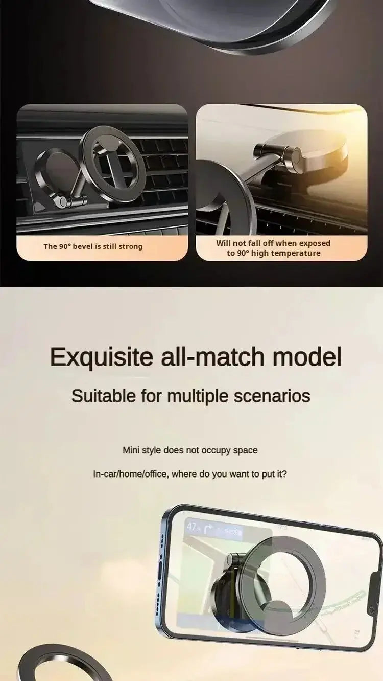 Strong Magnetic Cell Phone Holder Car 360° Swivel Adjustable Back Sticker Holder Magsafe for iPhone 15 Samsung Xiaomi Universal
