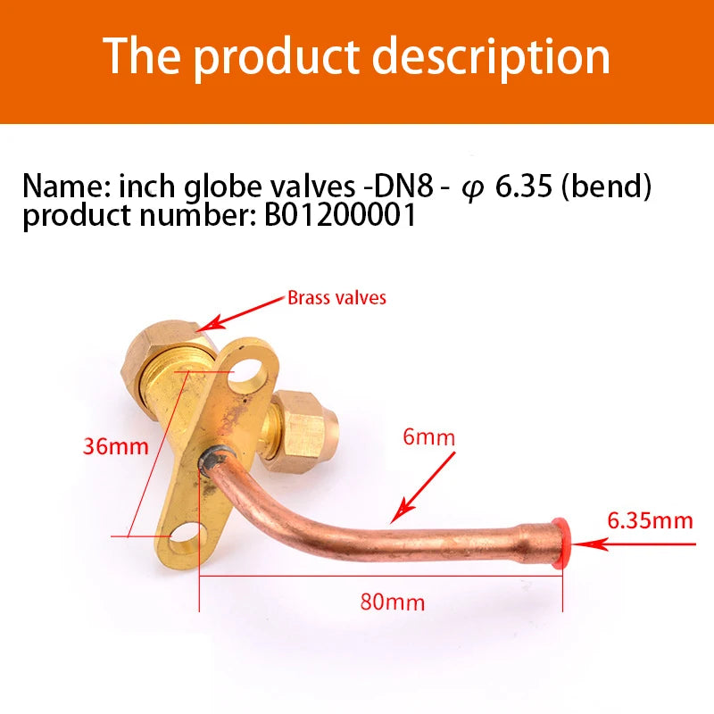 Air Conditioner Outer Box Stop Three-way Valve  High And Low Voltage  Multiple Common Parts  Brass Copper Straight Pipe Bend