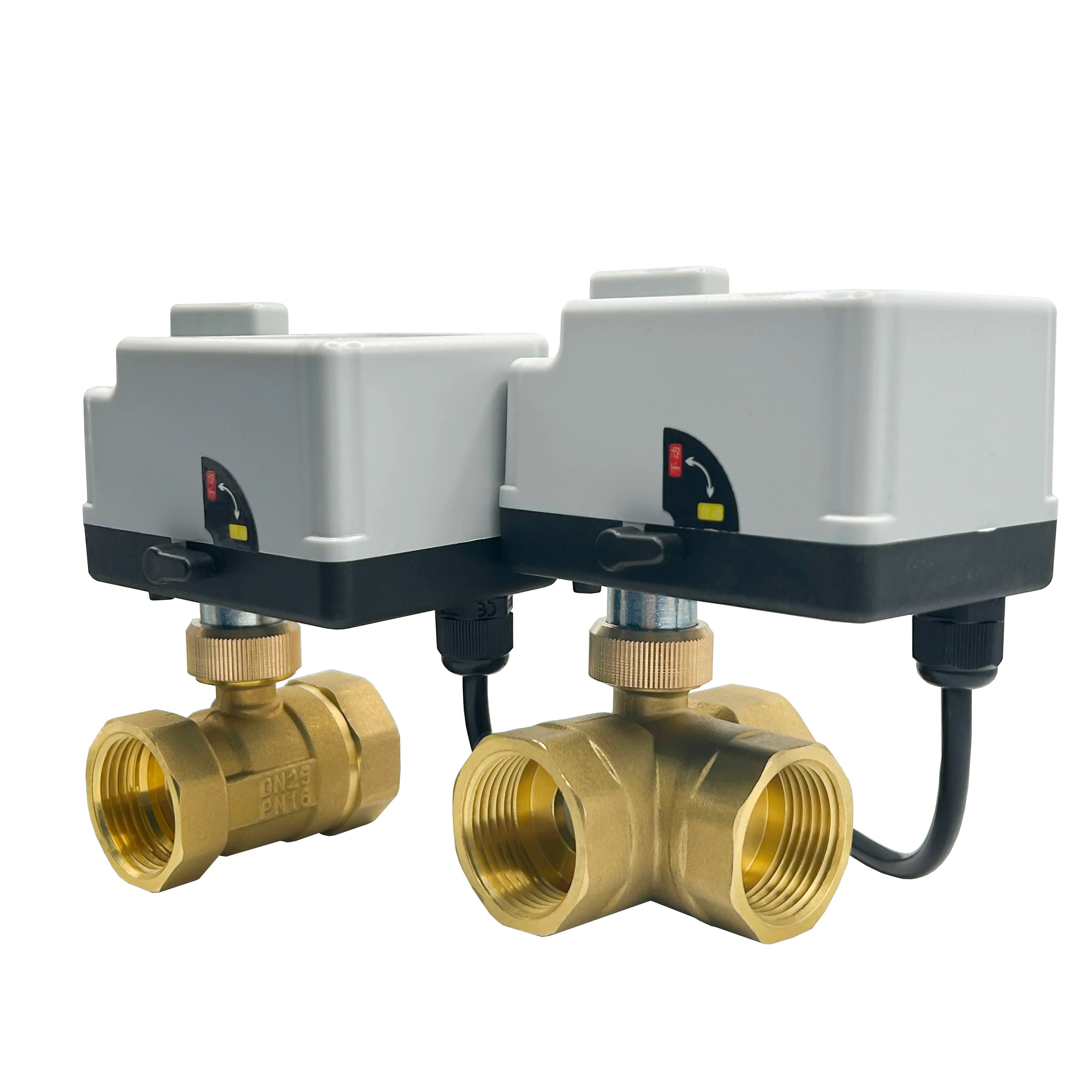 DN15 DN20 DN25 DN50 Brass Motorized Ball Valve 220V 12V 24V 3-Wire 2-Control Electric Actuators with Manual Switch