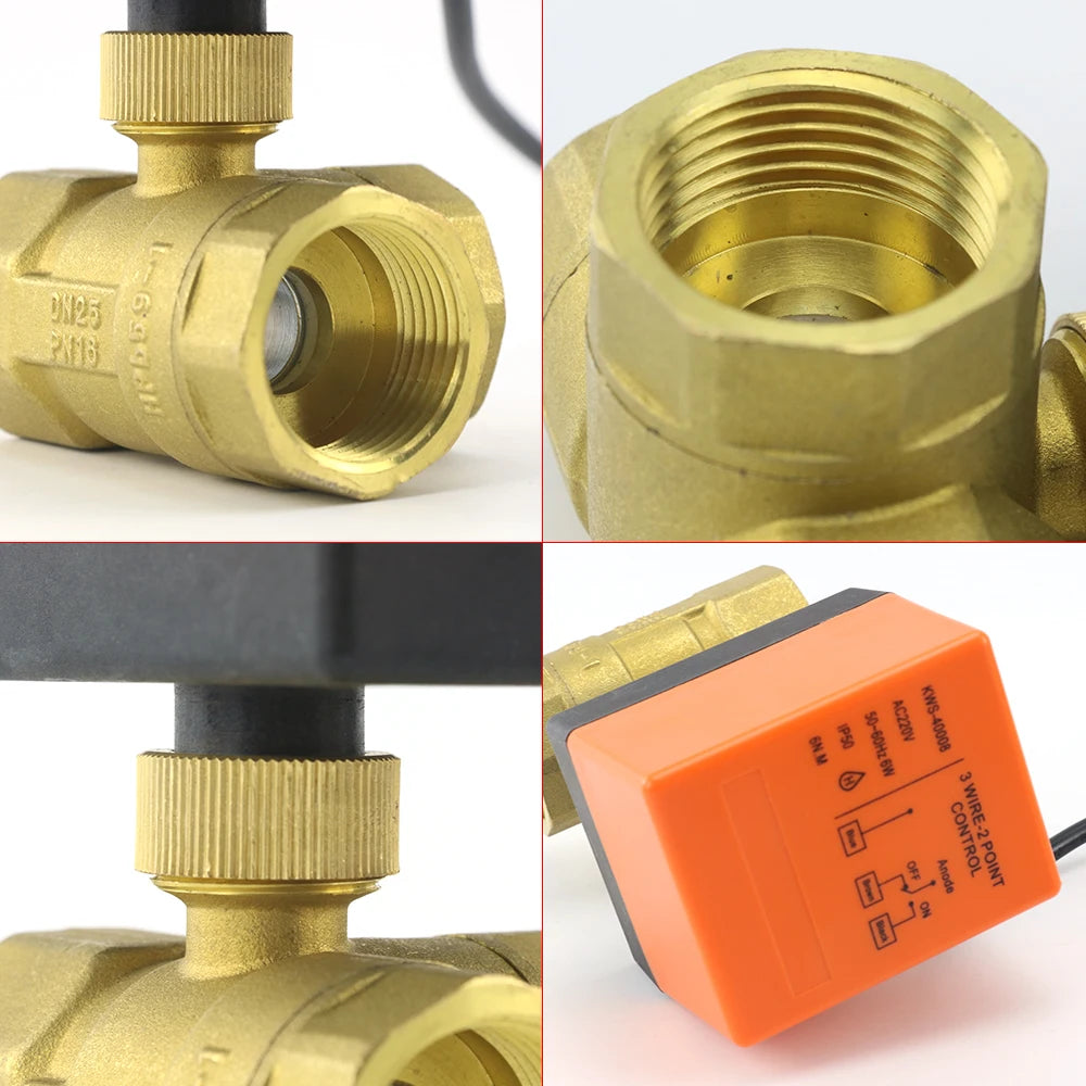 DN15/20/25/32 AC220V 12V Two/Three-way Brass Electric Ball Valve Three Wire Two Control 2-way 3-way Solenoid Valve 1/2" 3/4" 1"