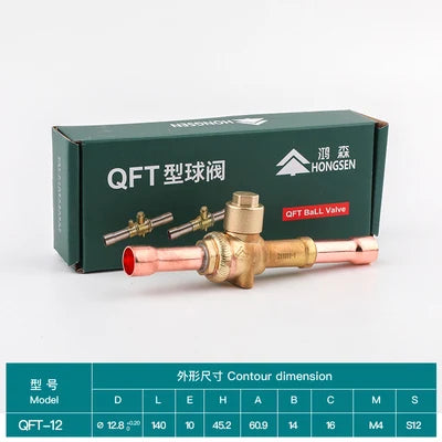 Hongsen QFT Air conditioning cold storage refrigerantion shut-off valve 6-54mm  refrigerant ball valve