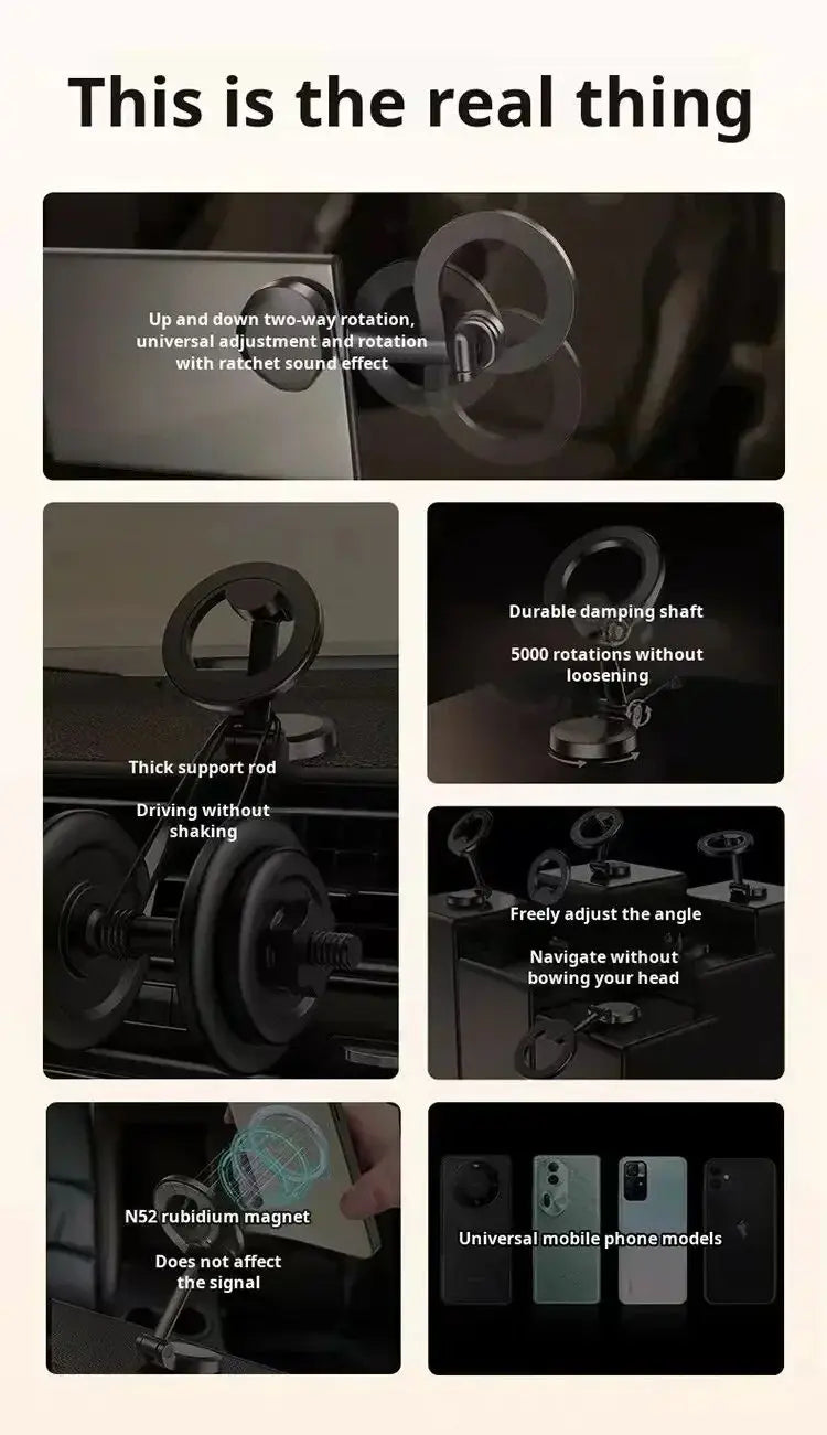 Strong Magnetic Cell Phone Holder Car 360° Swivel Adjustable Back Sticker Holder Magsafe for iPhone 15 Samsung Xiaomi Universal