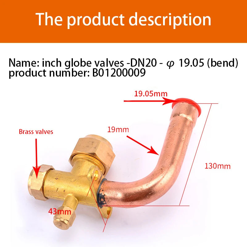 Air Conditioner Outer Box Stop Three-way Valve  High And Low Voltage  Multiple Common Parts  Brass Copper Straight Pipe Bend