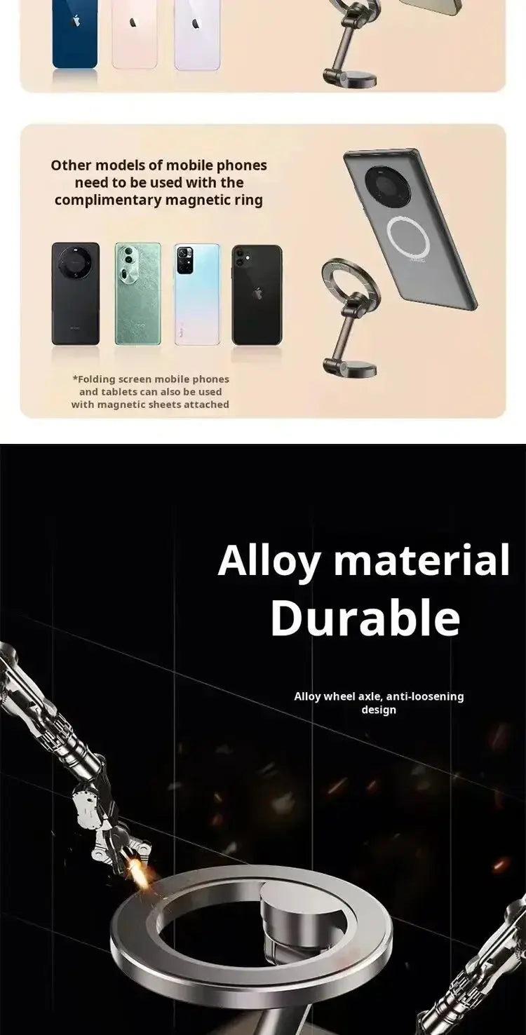 Strong Magnetic Cell Phone Holder Car 360° Swivel Adjustable Back Sticker Holder Magsafe for iPhone 15 Samsung Xiaomi Universal