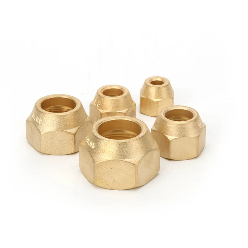 Brass Air Conditioner Nut Forged SAE 1/4 3/8 1/2 3/4 fit UNF Metric Female Thread Flare Connecting Pipe Fitting Adapeter