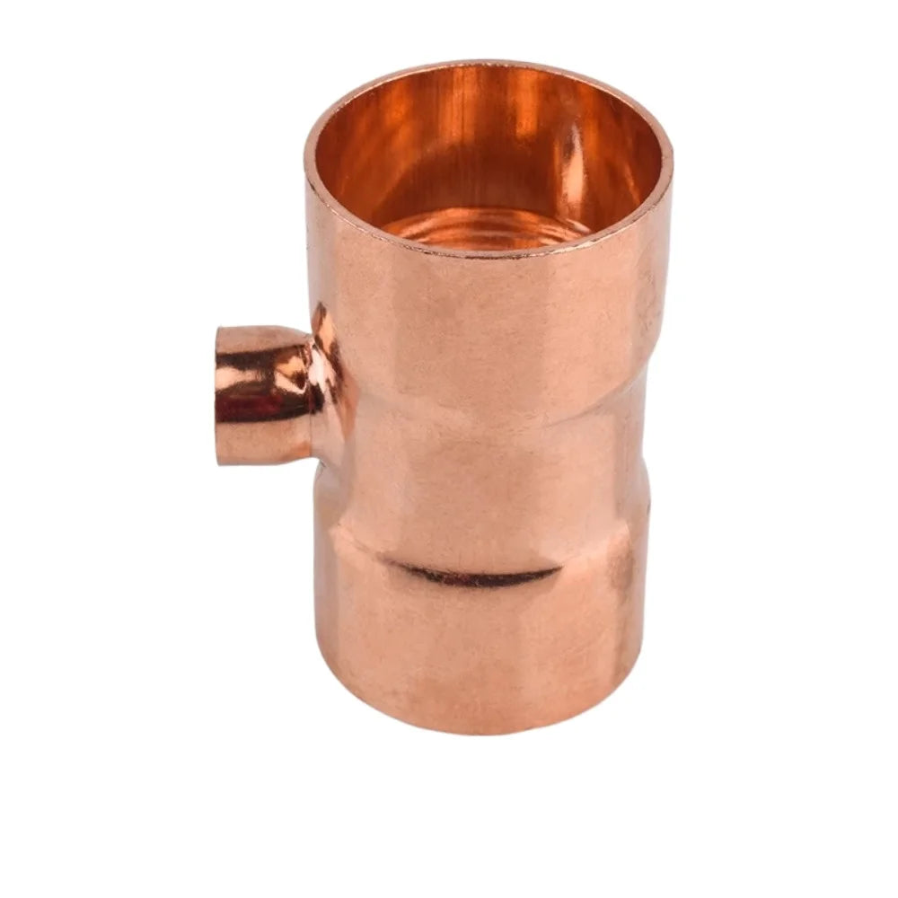 6.35-159mm ID Tube Weld Socket End Feed Solder Teee Reducer 3 Ways Pure Copper Pipe Fitting Connector Air-Conditioning