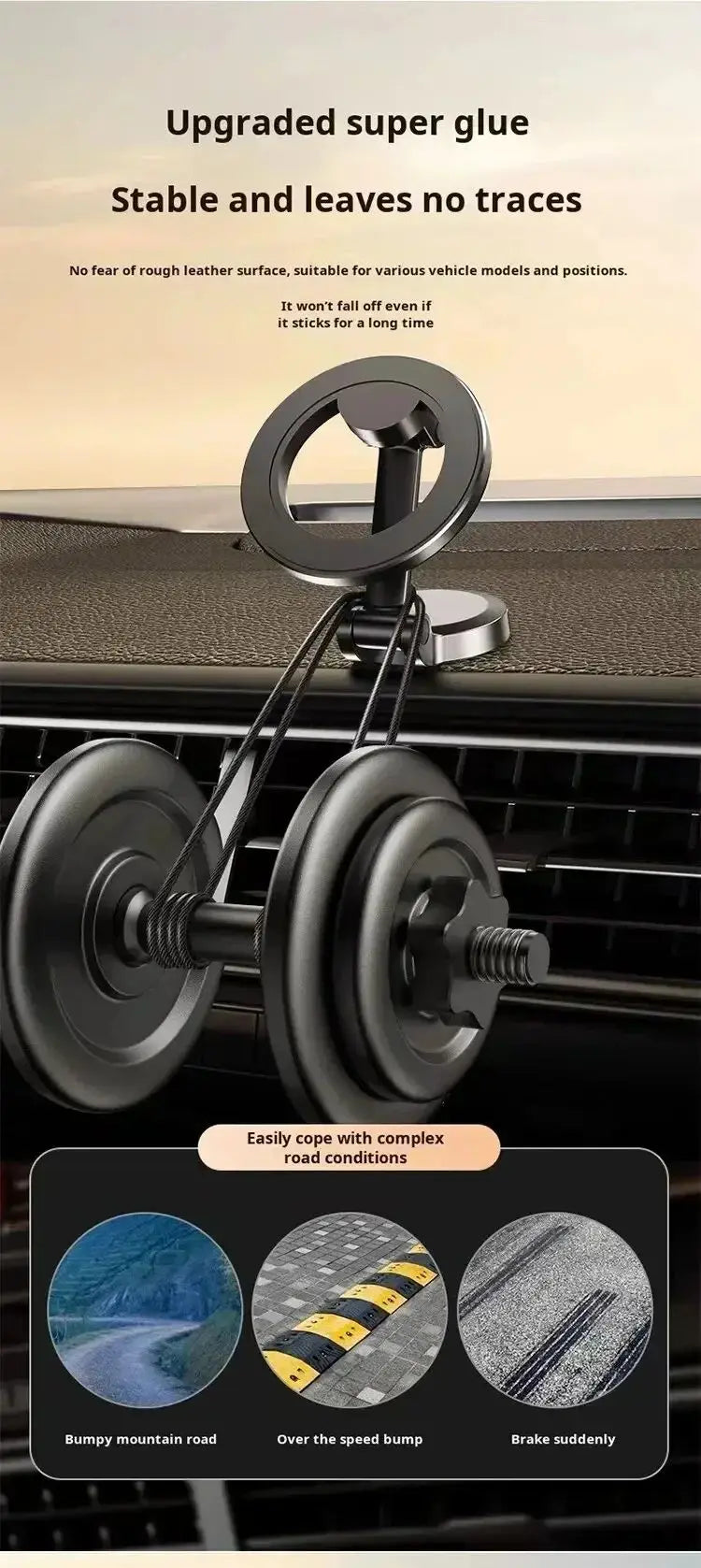 Strong Magnetic Cell Phone Holder Car 360° Swivel Adjustable Back Sticker Holder Magsafe for iPhone 15 Samsung Xiaomi Universal