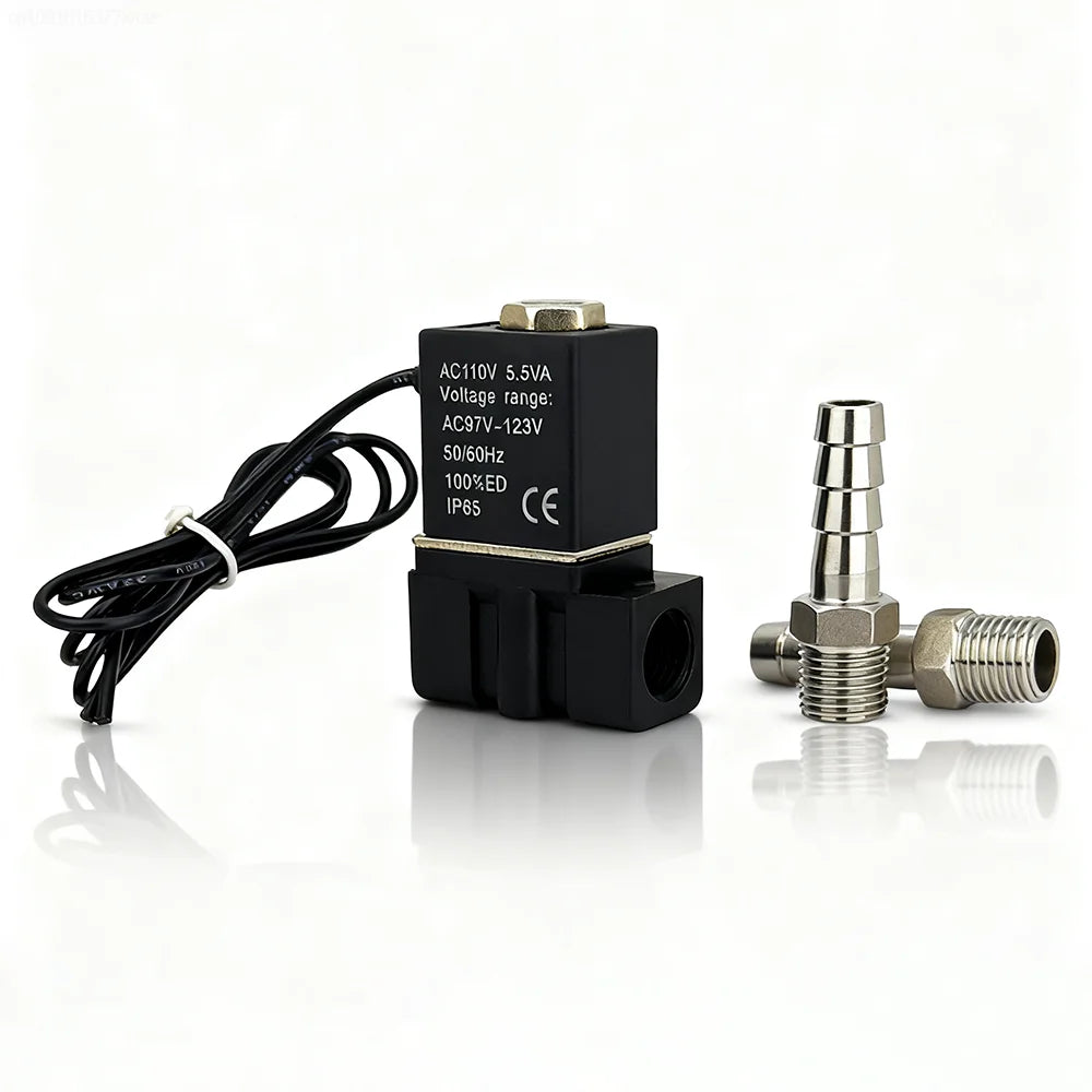 DC12/24V AC110/220V Normally Closed 1/4"Silent Oil Free Bidirectional NormallyClosed Pneumatic Solenoid Valve 304 Joint