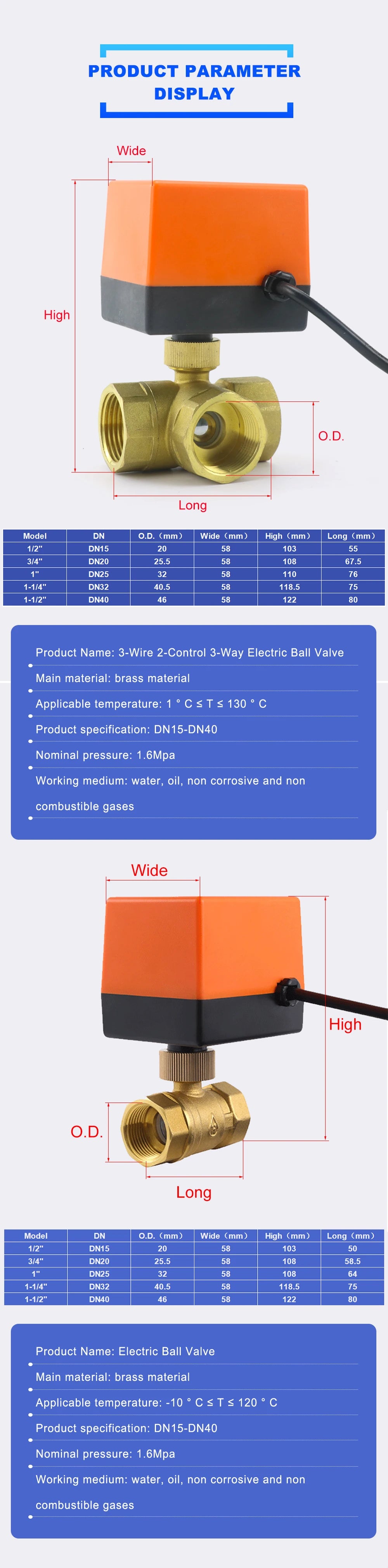 DN15/20/25/32 AC220V 12V Two/Three-way Brass Electric Ball Valve Three Wire Two Control 2-way 3-way Solenoid Valve 1/2" 3/4" 1"