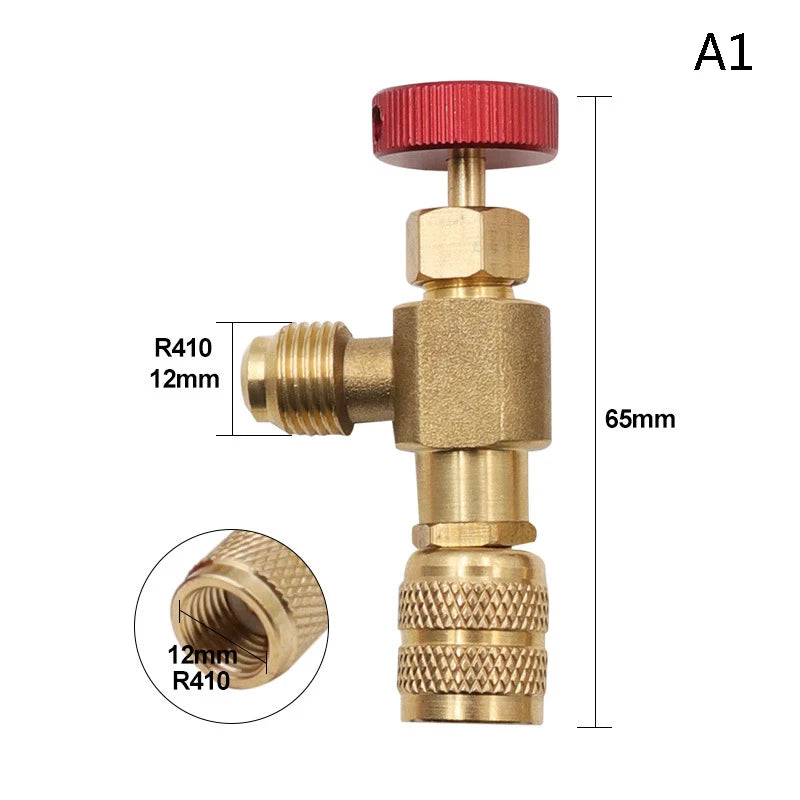 Liquid Safety Valve R410A R22 Air Conditioning Refrigerant 1/4" Safety Adapter Air Conditioning Repair And Fluoride