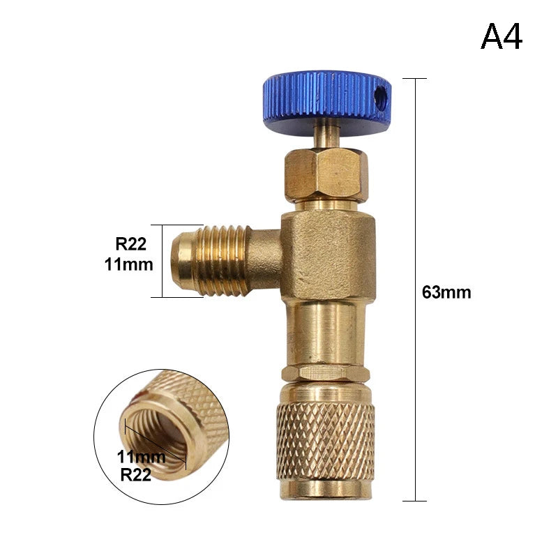 Liquid Safety Valve R410A R22 Air Conditioning Refrigerant 1/4" Safety Adapter Air Conditioning Repair And Fluoride