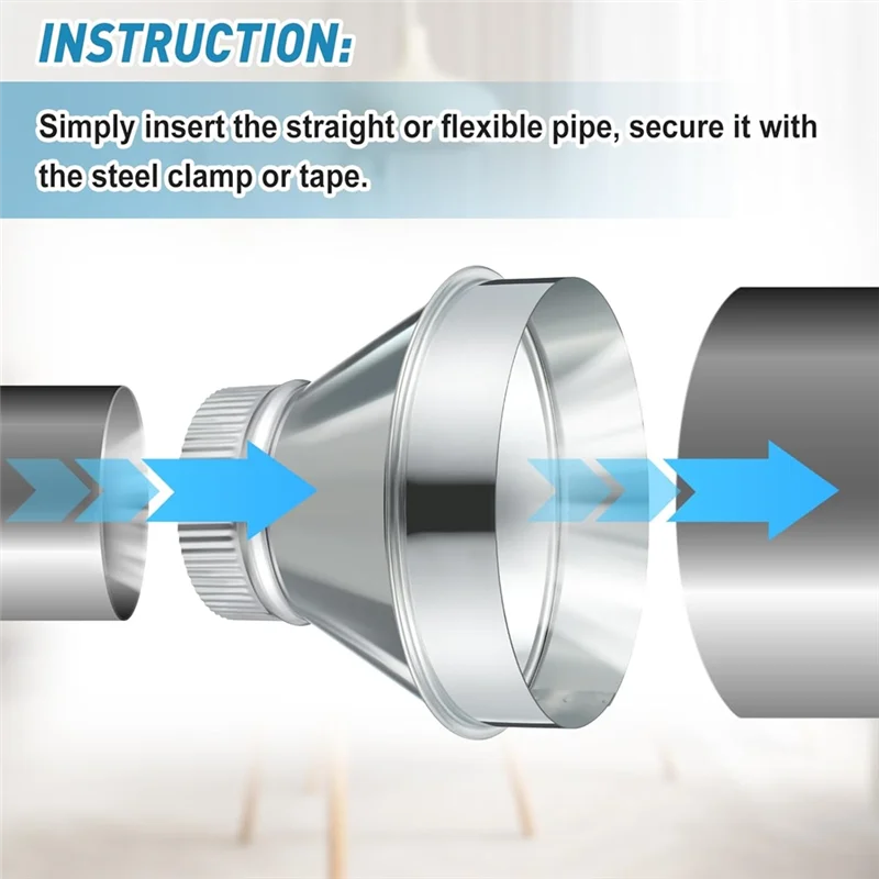 A93Z Air Duct Adapter 7 Inch To 4 Inch Duct Reducer Increaser Galvanized Steel Round Crimped Pipe For HVAC Ventilation System