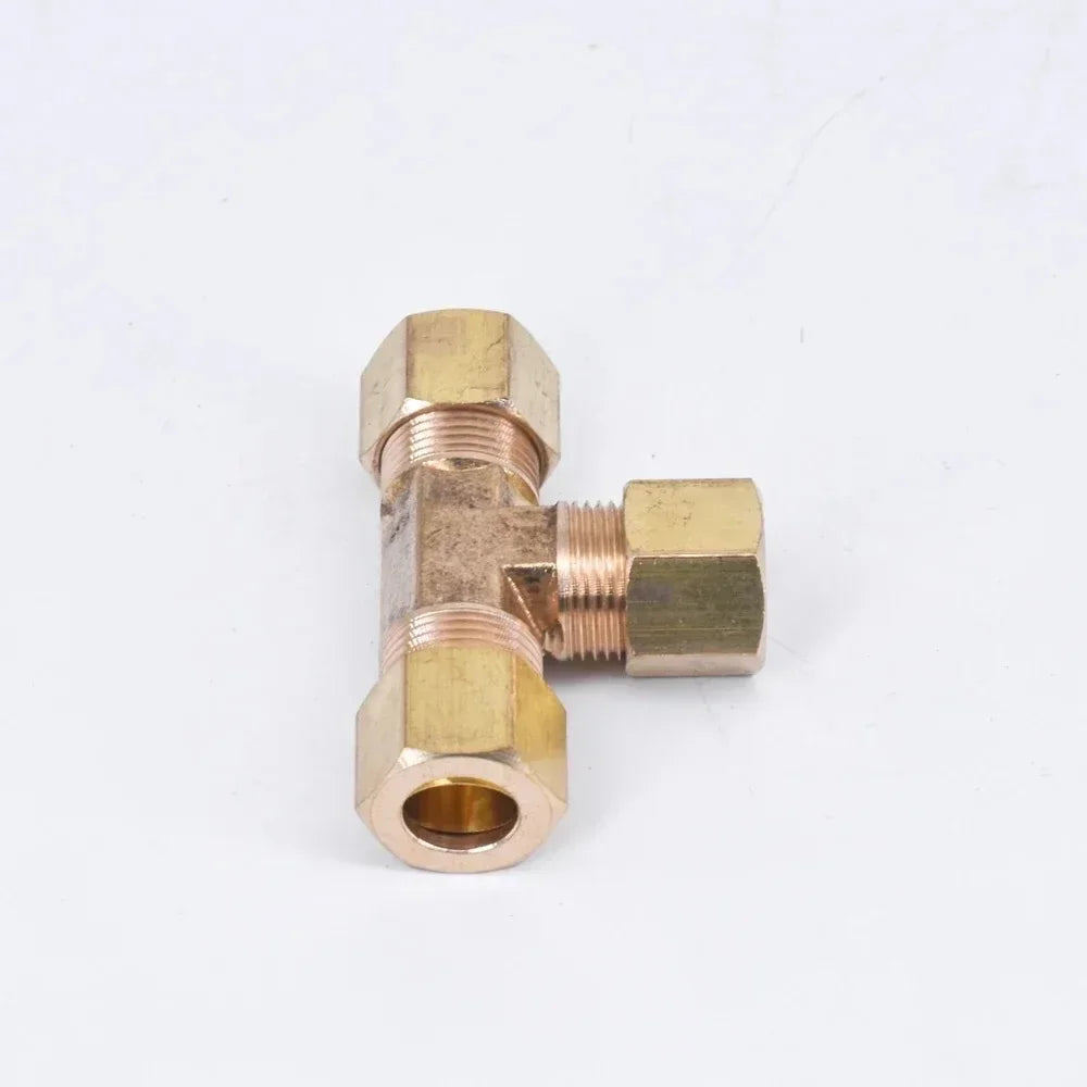 Fit 1/8" 3/16" 1/4" 5/16" 3/8" 1/2" 5/8" Tube Brass Tee 3 Ways Compression Union Fitting Water Gas Oil Connector