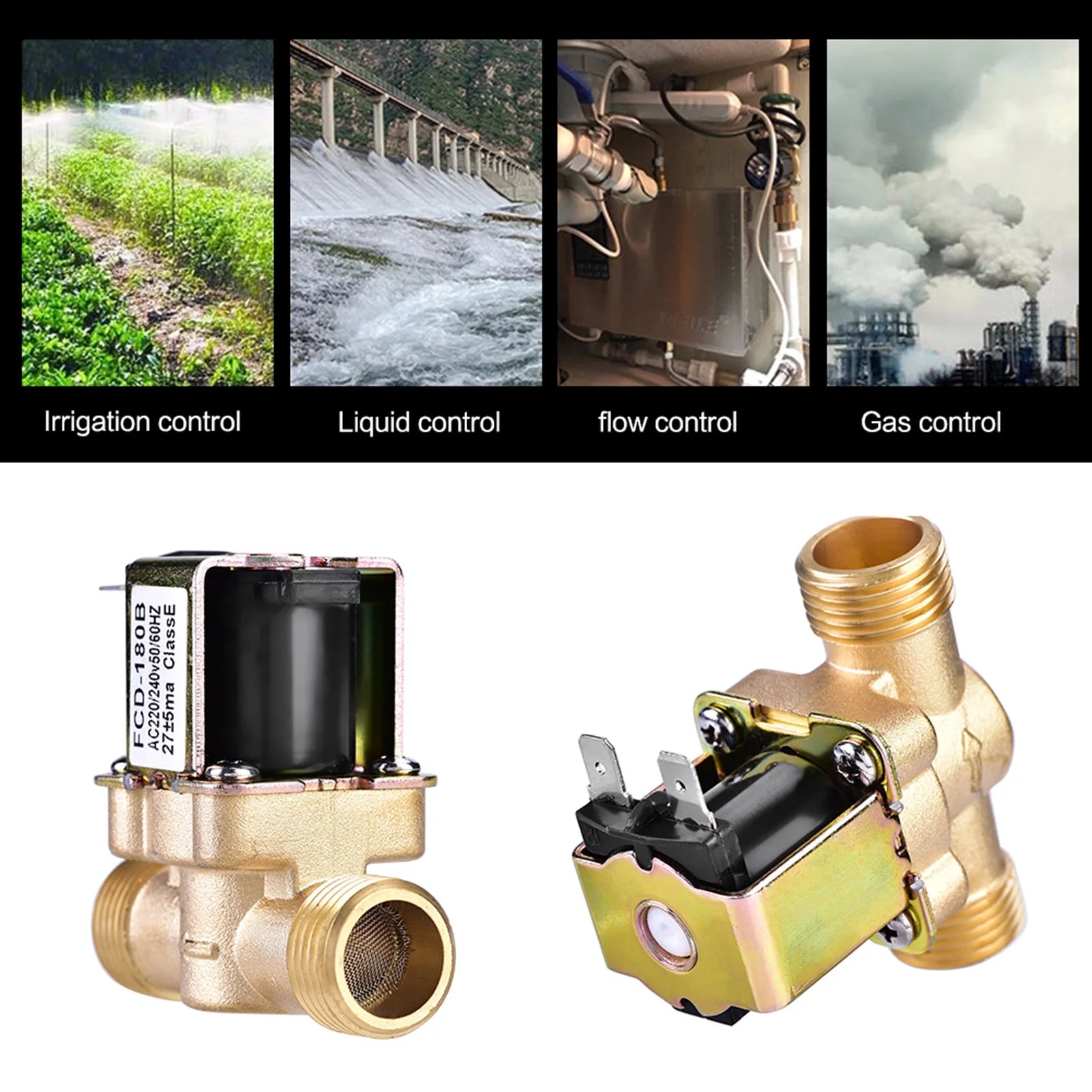1/2" AC 220V Normally Closed Brass Electric Solenoid Magnetic Valve For Water Control AC Water Valve Electric Valve Water Valve