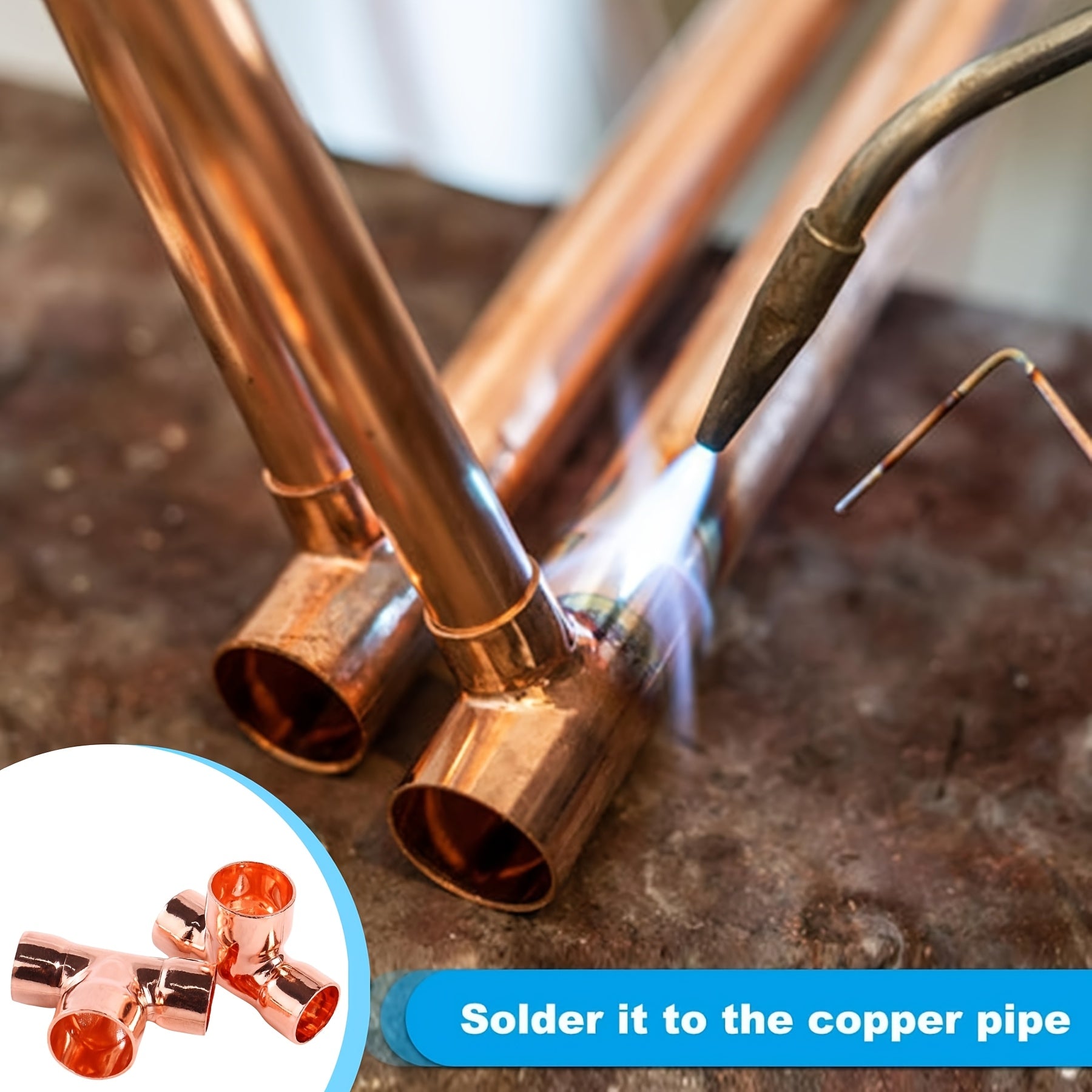 Reducing Tee, Inner Diameter 3/4 "X 1/2" X 1/2 "Copper Tee, Copper Pipe Fittings, Welded Pipes, Residential and Commercial Pipe Welding Fittings with Hot Melt Connections